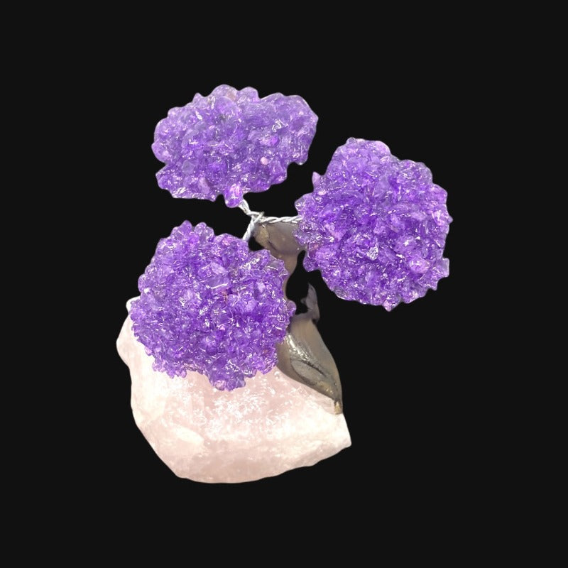 3 Branch Medium Amethyst Quartz Gemstone Rose Quartz Rough  (The Relaxation Tree)
