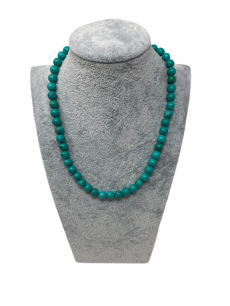 Amazonite Beaded Necklace 8mm - Amazonite Bead Necklace for Women -