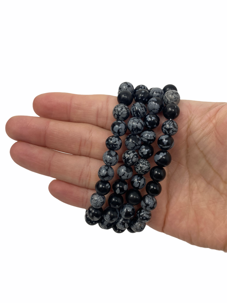 Snowflake Obsidian Bracelet 8mm - Energy Stone Stretch Bracelet
