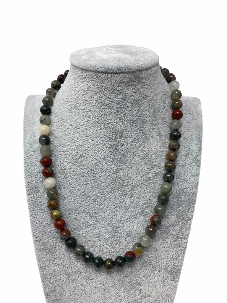 Bloodstone Beaded Necklace 8mm