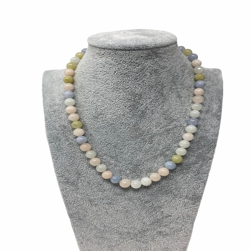 Morganite Beaded Necklace 8mm
