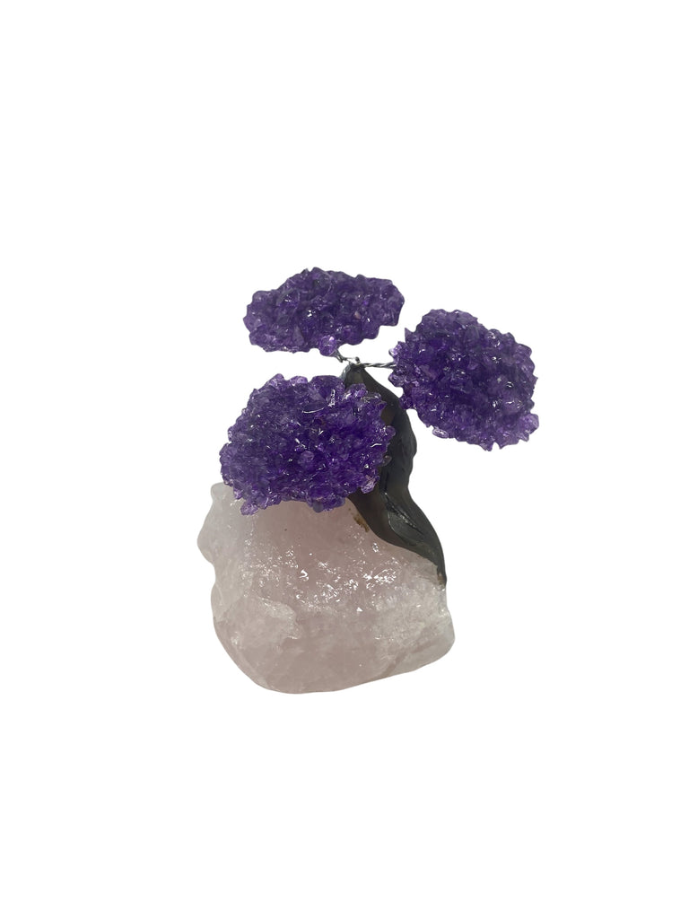 3 Branch Medium Amethyst Quartz Gemstone Rose Quartz Rough  (The Relaxation Tree)