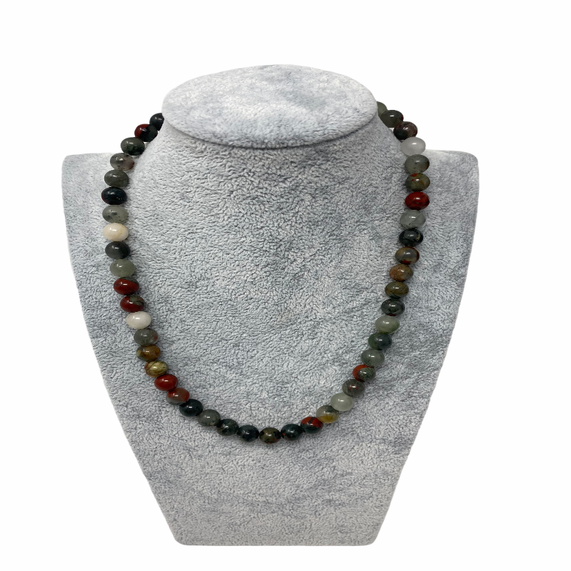 Bloodstone Beaded Necklace 8mm