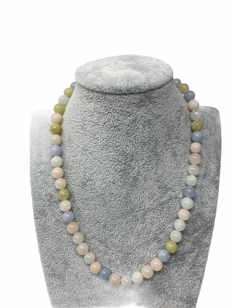Morganite Beaded Necklace 8mm