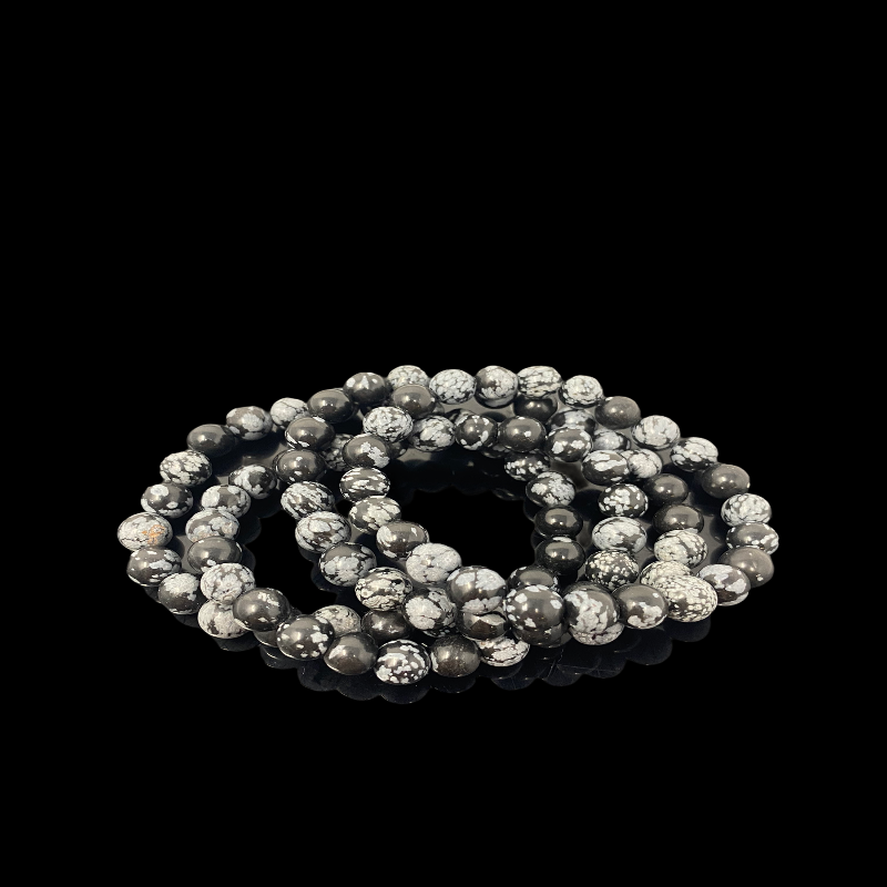 Snowflake Obsidian Bracelet 8mm - Energy Stone Stretch Bracelet