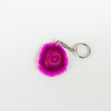 Mix Coloured Agate Keychain 1pc